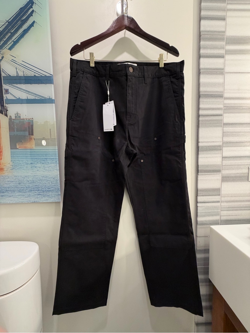 Lacoste Black Straight-Leg Cargo Pants